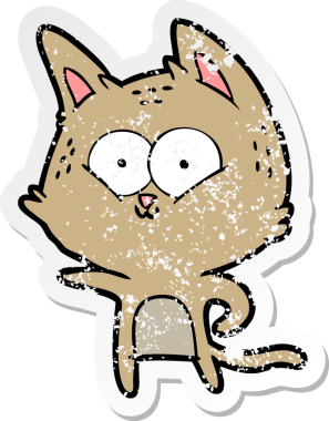 Bir insan tarafından çizilmiş karikatür bir kedinin sıkıntılı çıkartması.