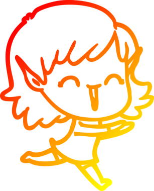 Bir insan tarafından çizilmiş çizgi film karakteri bir elf kızı çizimi