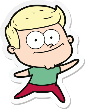 Bir insan tarafından çizilmiş mutlu bir adamın çıkartması.