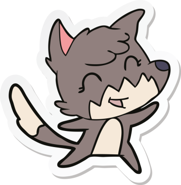 Bir insan tarafından çizilmiş mutlu bir tilkinin çıkartması.