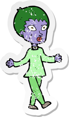 Bir insan tarafından çizilen cadılar bayramı zombi kadın çizgi filminin gerilimli yapıştırması.