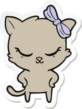 Bir insan tarafından çizilmiş şirin bir çizgi film kedisinin çıkartması.