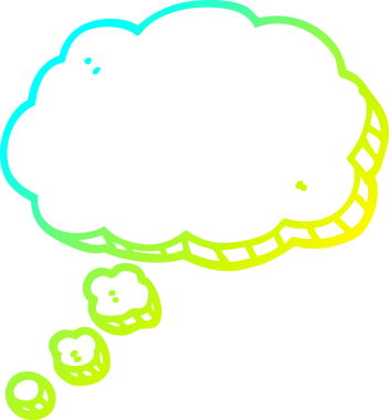 Bir insan tarafından çizilmiş bir çizgi film konuşma baloncuğunun soğuk gradyan çizimi