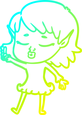 Soğuk gradyan çizgisi, bir insan tarafından çizilmiş güzel bir elf kızı çizimi.