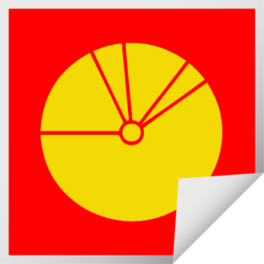 Bir insan tarafından çizilmiş bir pasta grafiğinin kare soyma etiketi