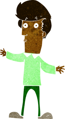 Çizgi film bir insan tarafından çizilmiş ürkmüş bir adam