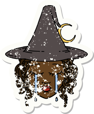 Retro Dövme Tarzı Ağlayan İnsan Cadı Karakteri