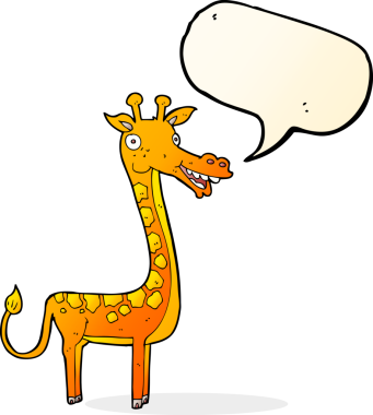 bir insan tarafından çizilmiş konuşma balonlu bir zürafa.