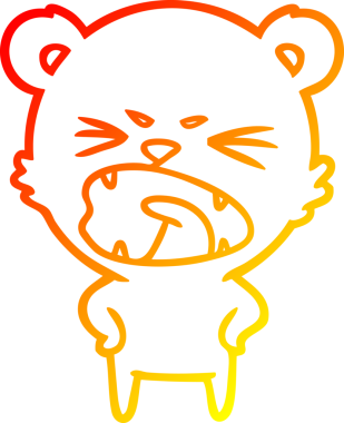 Bir insan tarafından çizilmiş kızgın bir çizgi film ayısının sıcak çizgi çizimi