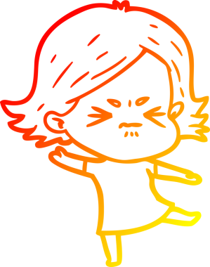 Bir insan tarafından çizilmiş kızgın bir kızın sıcak çizgi çizimi