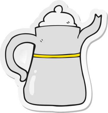 Bir insan tarafından çizilmiş bir kahve makinesinin çıkartması.