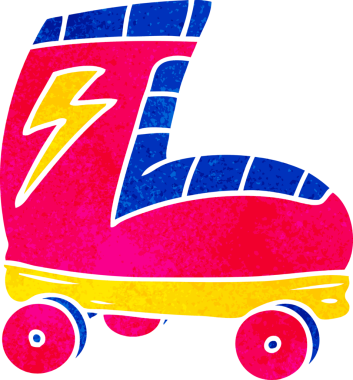 El çizimi retro çizgi film karalama paten çizimi bir insan tarafından çizilmiş.