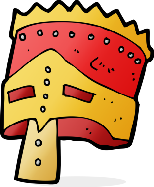 Bir insan tarafından çizilmiş karikatür kralının zırhı.