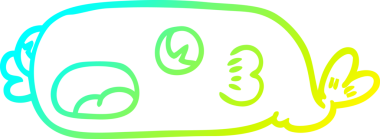 Bir insan tarafından çizilmiş bir karikatür balığının soğuk gradyan çizimi