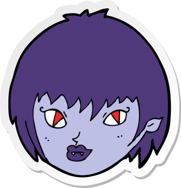 Bir insan tarafından çizilmiş vampir kız yüzünün çıkartması.