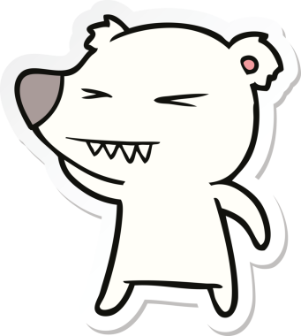 Bir insan tarafından çizilmiş kızgın bir kutup ayısının çıkartması.