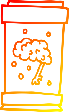 Kavanozda bir insan tarafından çizilmiş karikatür beyin çizimi