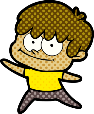 Bir insan tarafından çizilmiş mutlu çizgi film adamı.