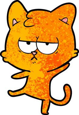 Bir insan tarafından çizilmiş sıkıcı çizgi film kedisi.