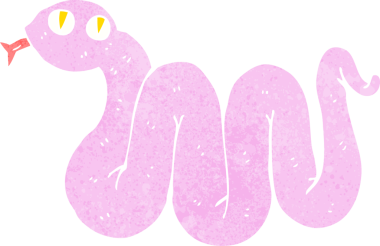 Bir insan tarafından çizilmiş komik çizgi film yılanı.