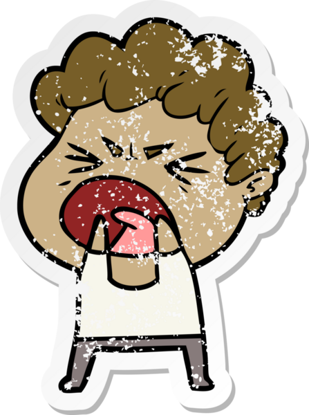 Bir insan tarafından çizilmiş öfkeli bir adamın sıkıntılı çıkartması.