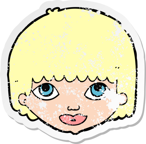 Bir insan tarafından çizilmiş bir karikatür kadın yüzünün gerilimli yapıştırması.