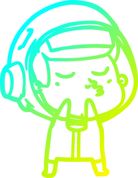 Bir insan tarafından çizilmiş kendinden emin bir astronotun soğuk çizgi çizimi.