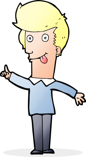 Bir insan tarafından çizilmiş bir fikri olan komik bir adam.