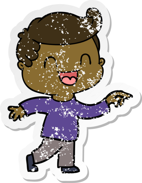 Bir insan tarafından çizilmiş mutlu bir adamın karikatür çıkartması.