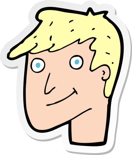 Bir insan tarafından çizilmiş mutlu bir adamın çıkartması.