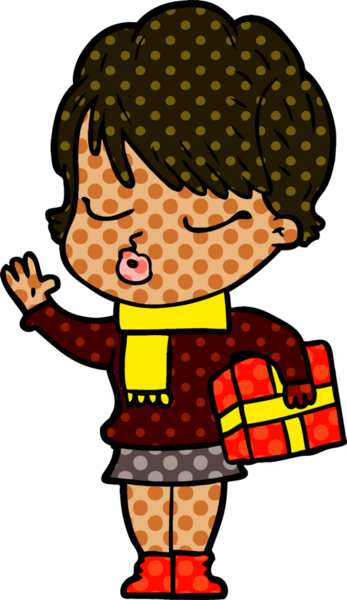 Bir insan tarafından çizilmiş gözleri kapalı çizgi film kadını.