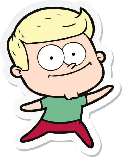 Bir insan tarafından çizilmiş mutlu bir adamın çıkartması.