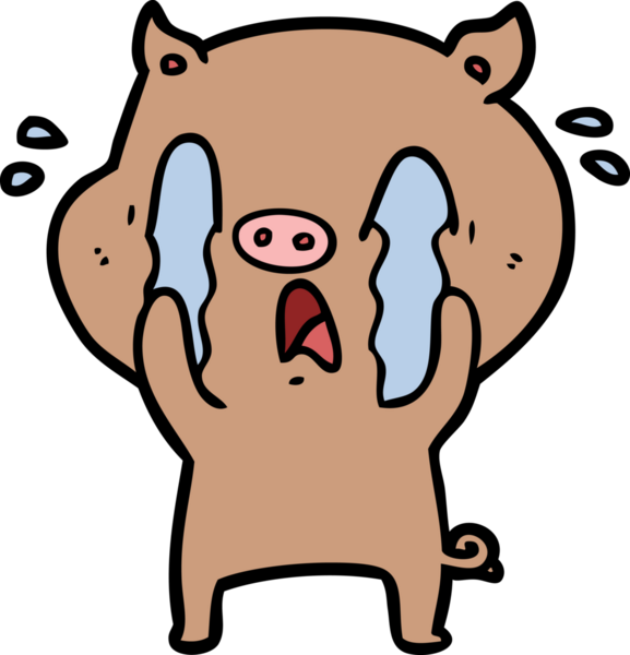 Bir insan tarafından çizilmiş ağlayan domuz çizgi filmi.