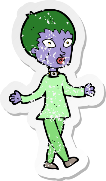 Bir insan tarafından çizilen cadılar bayramı zombi kadın çizgi filminin gerilimli yapıştırması.