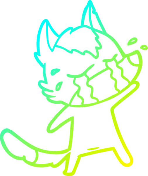 Bir insan tarafından çizilmiş ağlayan kurdun soğuk çizgi çizimi.