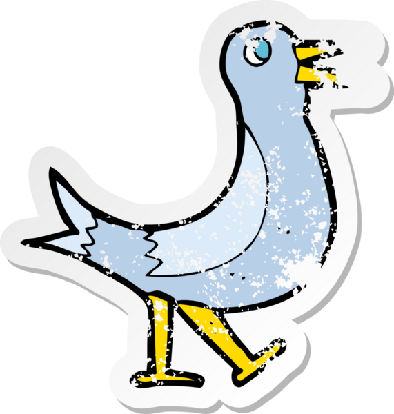 Bir insan tarafından çizilmiş yürüyen bir karikatürün gerilimli çıkartması.