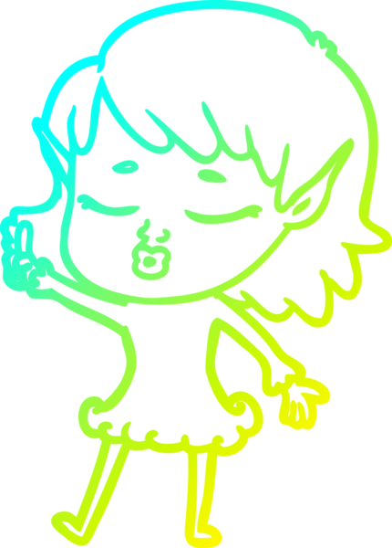 Soğuk gradyan çizgisi, bir insan tarafından çizilmiş güzel bir elf kızı çizimi.