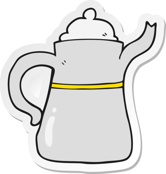 Bir insan tarafından çizilmiş bir kahve makinesinin çıkartması.