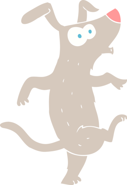 Bir insan tarafından çizilen dans eden köpeğin düz renk çizimi