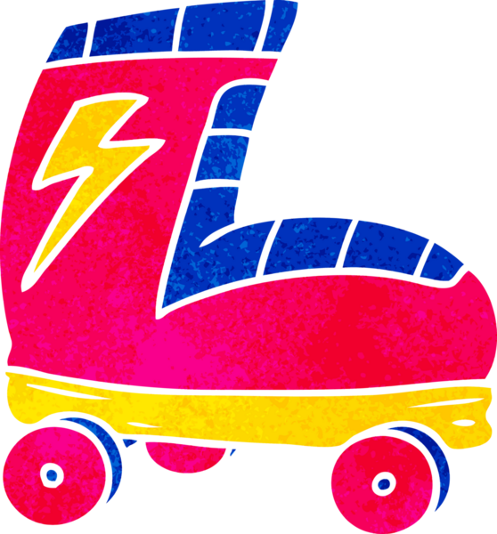 El çizimi retro çizgi film karalama paten çizimi bir insan tarafından çizilmiş.