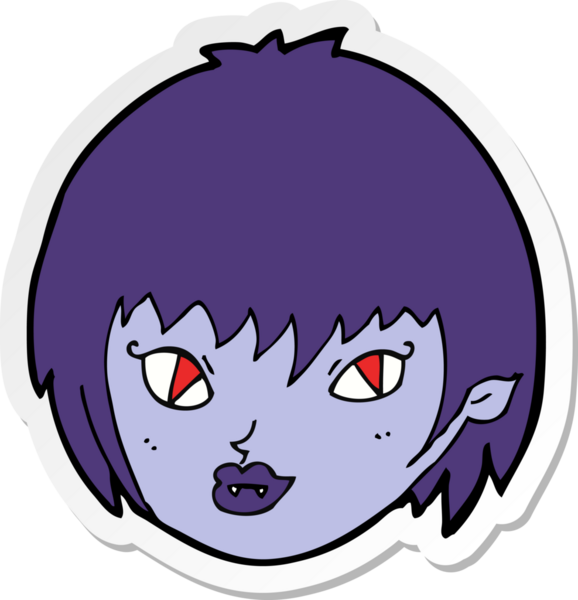 Bir insan tarafından çizilmiş vampir kız yüzünün çıkartması.