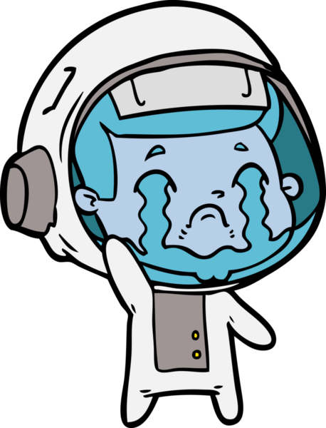 Bir insan tarafından çizilmiş ağlayan astronot çizgi filmi.