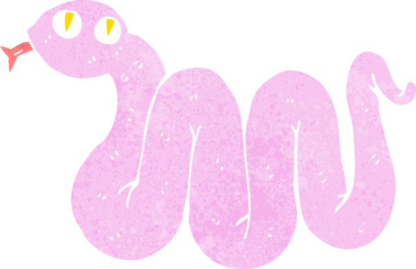 Bir insan tarafından çizilmiş komik çizgi film yılanı.