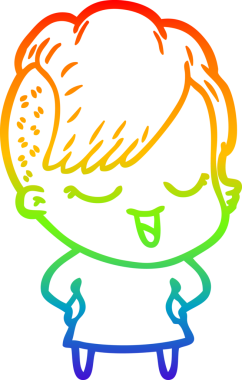 gökkuşağı gradyan çizimi mutlu bir çizgi film kızı bir insan tarafından çizildi