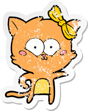 Bir insan tarafından çizilmiş karikatür bir kedinin sıkıntılı çıkartması.