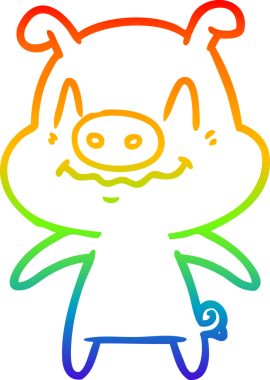 gökkuşağı gradyan çizimi bir insan tarafından çizilmiş sinir çizgi domuz