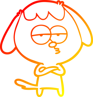 Bir insan tarafından çizilen ve sıkılmış bir köpeğin sıcak çizgi çizimi.