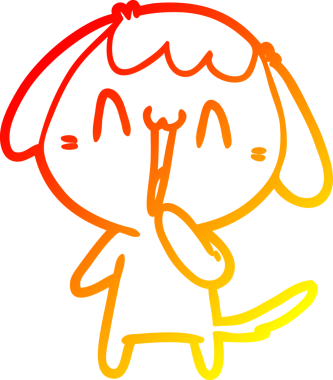 Bir insan tarafından çizilmiş sevimli bir köpeğin sıcak çizgi çizgisi.