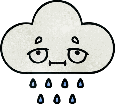 Bir insan tarafından çizilmiş yağmur bulutunun retro grunge desen karikatürü