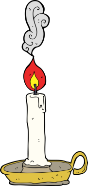 Bir insan tarafından çizilmiş yanan mum.